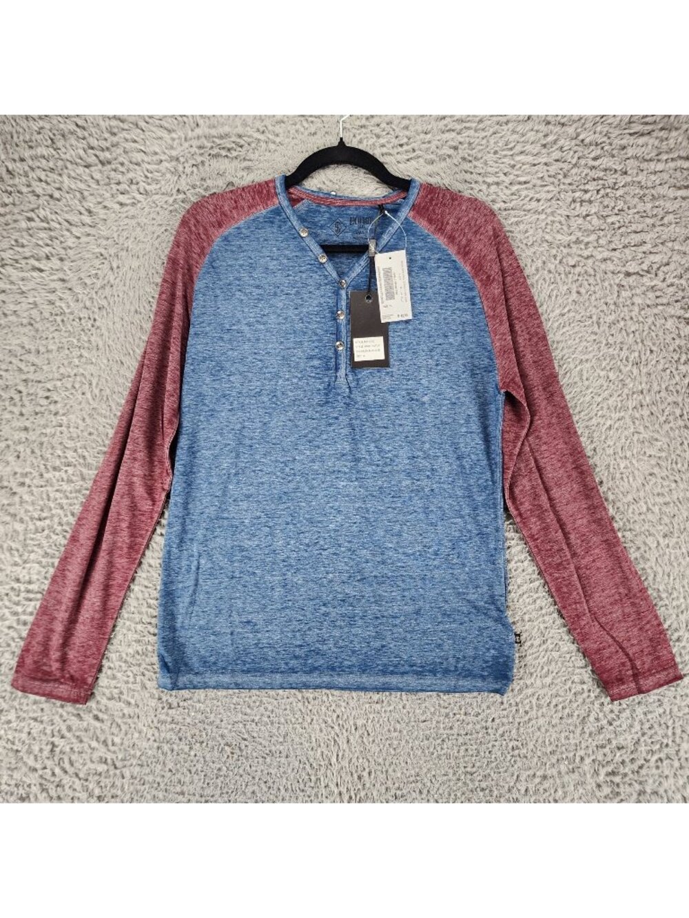 Indigo Star Shirt Mens Small Blue Red Long Sleeve Raglan Burnout Jersey Tee *NWT